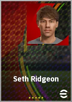 Seth Ridgeon eFootball 2026 player card, 65 OVR CMF