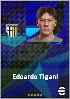 Edoardo Tigani eFootball 2026 player card, 62 OVR DMF