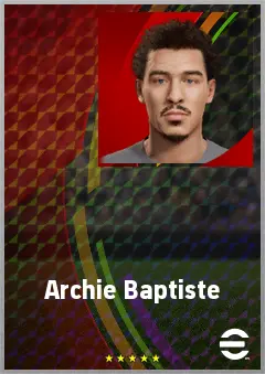 Archie Baptiste eFootball 2026 player card, 61 OVR CB