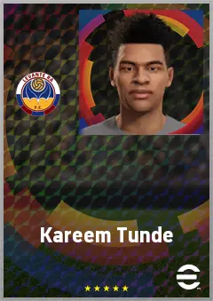 Kareem Tunde eFootball 2026 player card, 66 OVR RWF