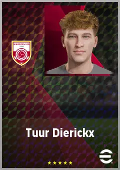 Tuur Dierickx eFootball 2026 player card, 60 OVR DMF
