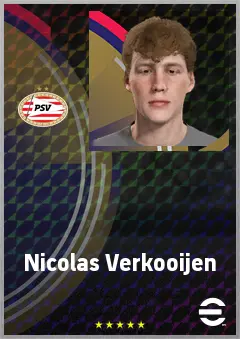 Nicolas Verkooijen eFootball 2026 player card, 61 OVR CF