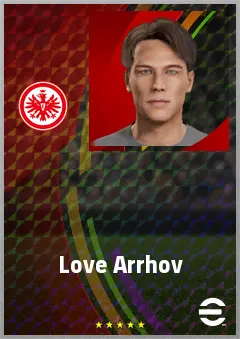 Love Arrhov eFootball 2026 player card, 69 OVR AMF