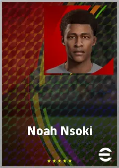 Noah Nsoki eFootball 2026 player card, 65 OVR LWF