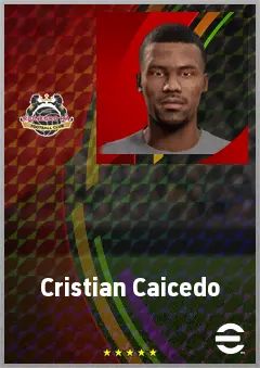 Cristian Caicedo eFootball 2026 player card, 65 OVR LWF