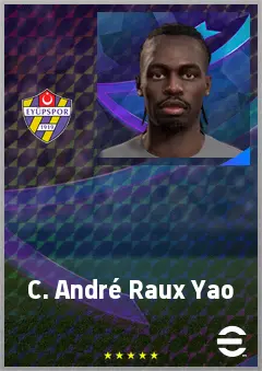 C. André Raux Yao eFootball 2026 player card, 62 OVR CMF