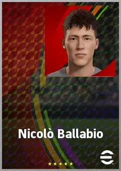 Nicolò Ballabio eFootball 2026 player card, 63 OVR CMF