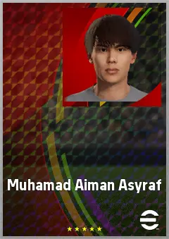 Muhamad Aiman Asyraf eFootball 2026 player card, 61 OVR RWF