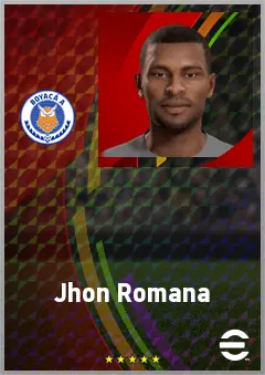 Jhon Romana eFootball 2026 player card, 64 OVR LWF