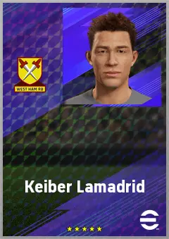 Keiber Lamadrid eFootball 2026 player card, 70 OVR LMF