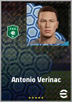 Antonio Verinac eFootball 2026 player card, 67 OVR CF
