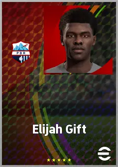 Elijah Gift eFootball 2026 player card, 63 OVR LWF