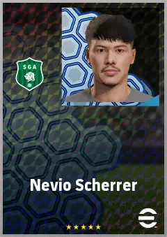 Nevio Scherrer eFootball 2026 player card, 63 OVR CF