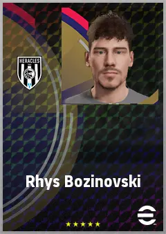Rhys Bozinovski eFootball 2026 player card, 65 OVR CMF