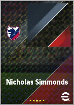 Nicholas Simmonds eFootball 2026 player card, 64 OVR CF