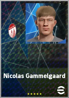 Nicolas Gammelgaard eFootball 2026 player card, 62 OVR LWF