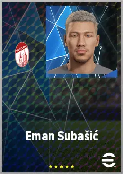 Eman Subašić eFootball 2026 player card, 62 OVR CMF
