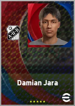 Damian Jara eFootball 2026 player card, 61 OVR RWF