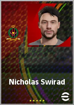 Nicholas Swirad eFootball 2026 player card, 63 OVR CB