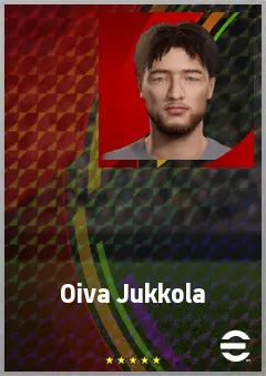 Oiva Jukkola eFootball 2026 player card, 68 OVR LWF