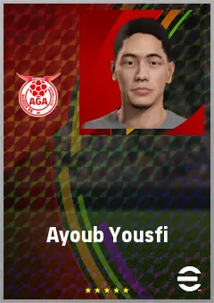 Ayoub Yousfi eFootball 2026 player card, 63 OVR LWF
