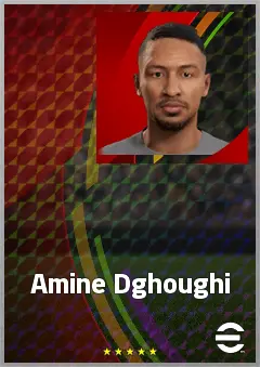 Amine Dghoughi eFootball 2026 player card, 68 OVR CMF