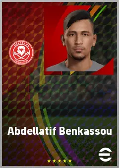 Abdellatif Benkassou eFootball 2026 player card, 68 OVR RWF