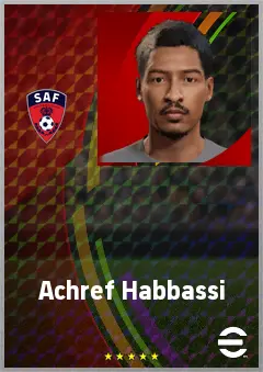 Achref Habbassi eFootball 2026 player card, 68 OVR RWF