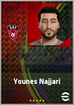 Younes Najjari eFootball 2026 player card, 68 OVR RWF