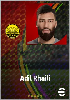 Adil Rhaili eFootball 2026 player card, 70 OVR CB