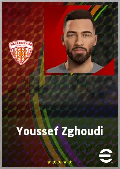 Youssef Zghoudi eFootball 2026 player card, 65 OVR RWF