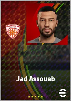 Jad Assouab eFootball 2026 player card, 65 OVR CB