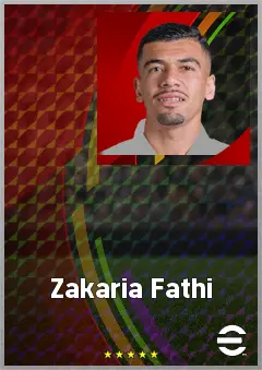Zakaria Fathi eFootball 2026 player card, 66 OVR RWF