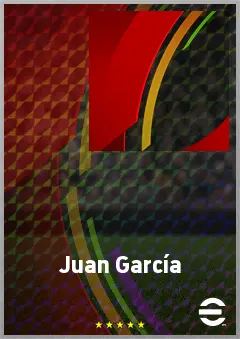 Juan García eFootball 2026 player card, 62 OVR CMF