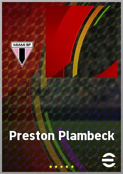 Preston Plambeck eFootball 2026 player card, 65 OVR LMF