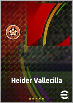 Heider Vallecilla eFootball 2026 player card, 62 OVR RWF