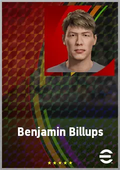 Benjamin Billups eFootball 2026 player card, 62 OVR CMF