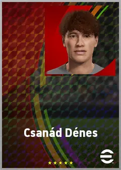 Csanád Dénes eFootball 2026 player card, 64 OVR RWF