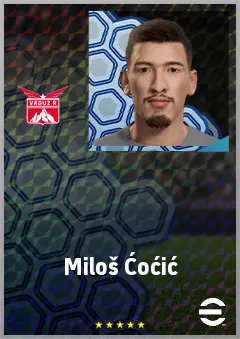 Miloš Ćoćić eFootball 2026 player card, 64 OVR AMF
