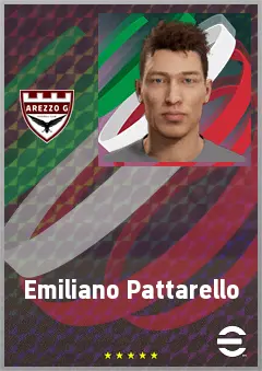 Emiliano Pattarello eFootball 2026 player card, 69 OVR RWF
