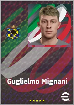 Guglielmo Mignani eFootball 2026 player card, 68 OVR CF