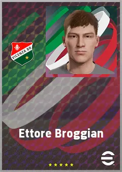 Ettore Broggian eFootball 2026 player card, 62 OVR RWF