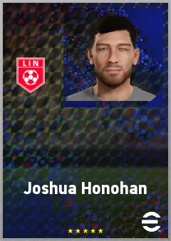 Joshua Honohan eFootball 2026 player card, 65 OVR LMF