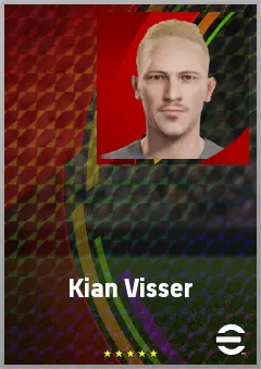 Kian Visser eFootball 2026 player card, 62 OVR CF