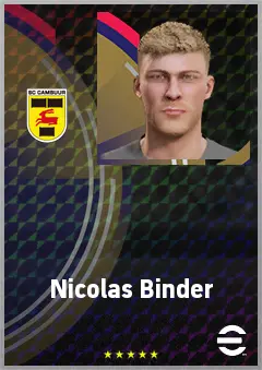 Nicolas Binder eFootball 2026 player card, 62 OVR CF