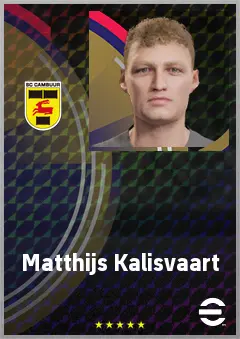 Matthijs Kalisvaart eFootball 2026 player card, 62 OVR GK