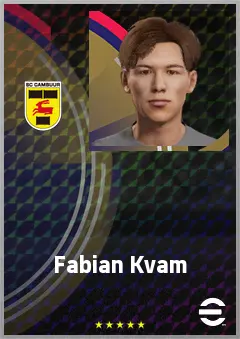 Fabian Kvam eFootball 2026 player card, 59 OVR LWF