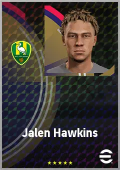 Jalen Hawkins eFootball 2026 player card, 66 OVR RWF