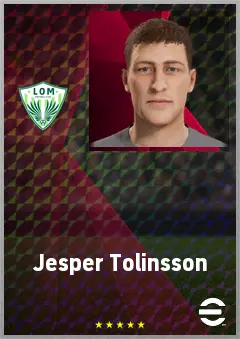 Jesper Tolinsson eFootball 2026 player card, 69 OVR CB