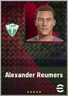 Alexander Reumers eFootball 2026 player card, 62 OVR CF